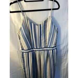 Beachy Women's Wide Leg Blue Striped Jumpsuit Size L